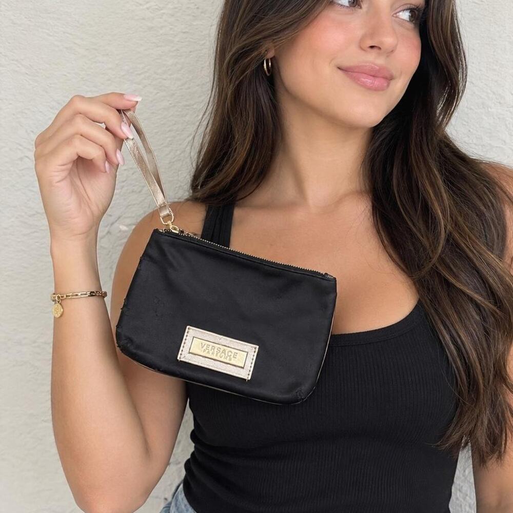 Black versace parfums clutch purse